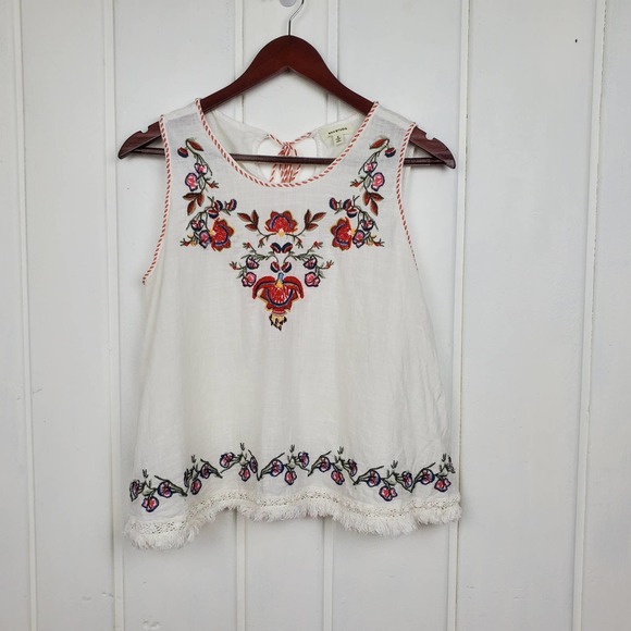 Max Studio Small Boho Floral Embroidered Tank - Picture 1 of 7